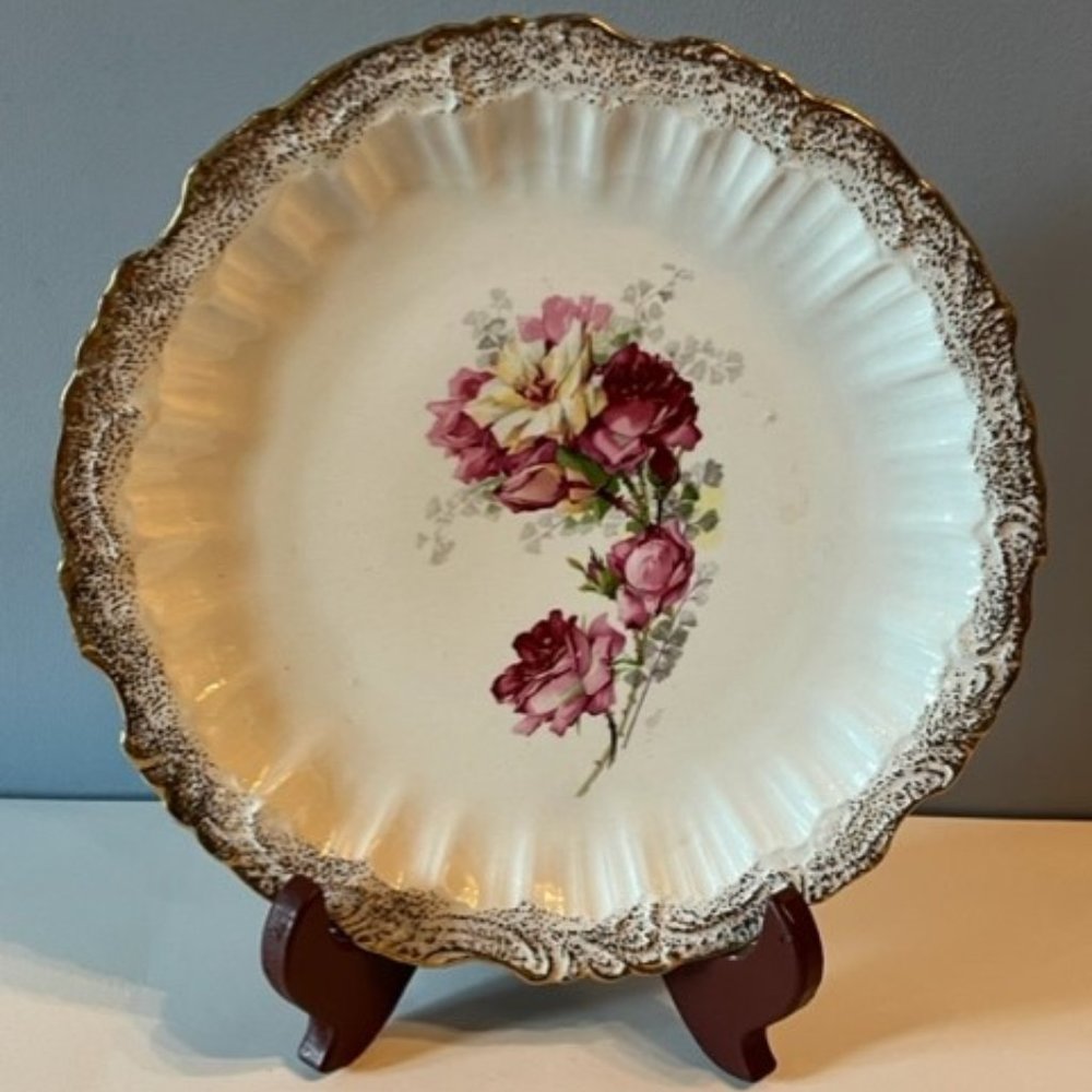 Sèvres France Porcelain Pink Roses Antique Vintage Dessert Plate